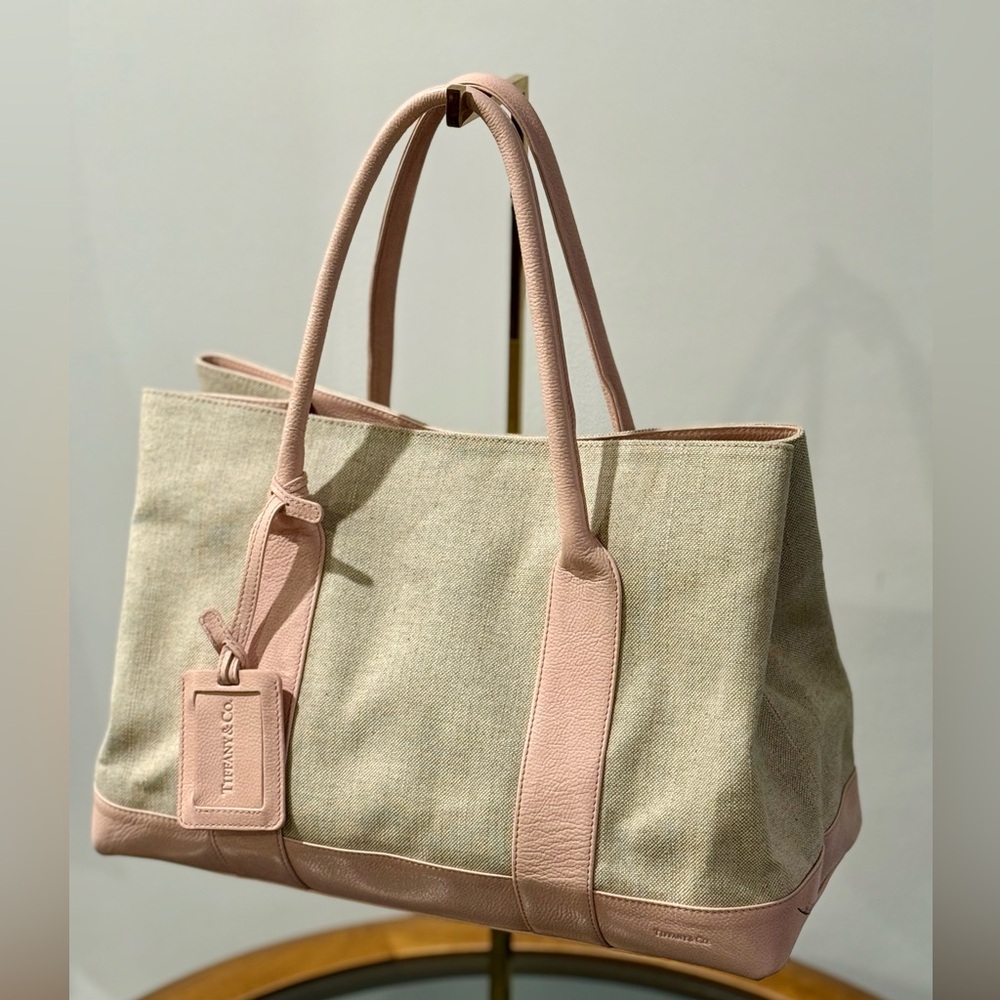 Rare Tiffany & Co. Canvas & Leather Tote–Limited Ed Pink Leather-2011-Spain